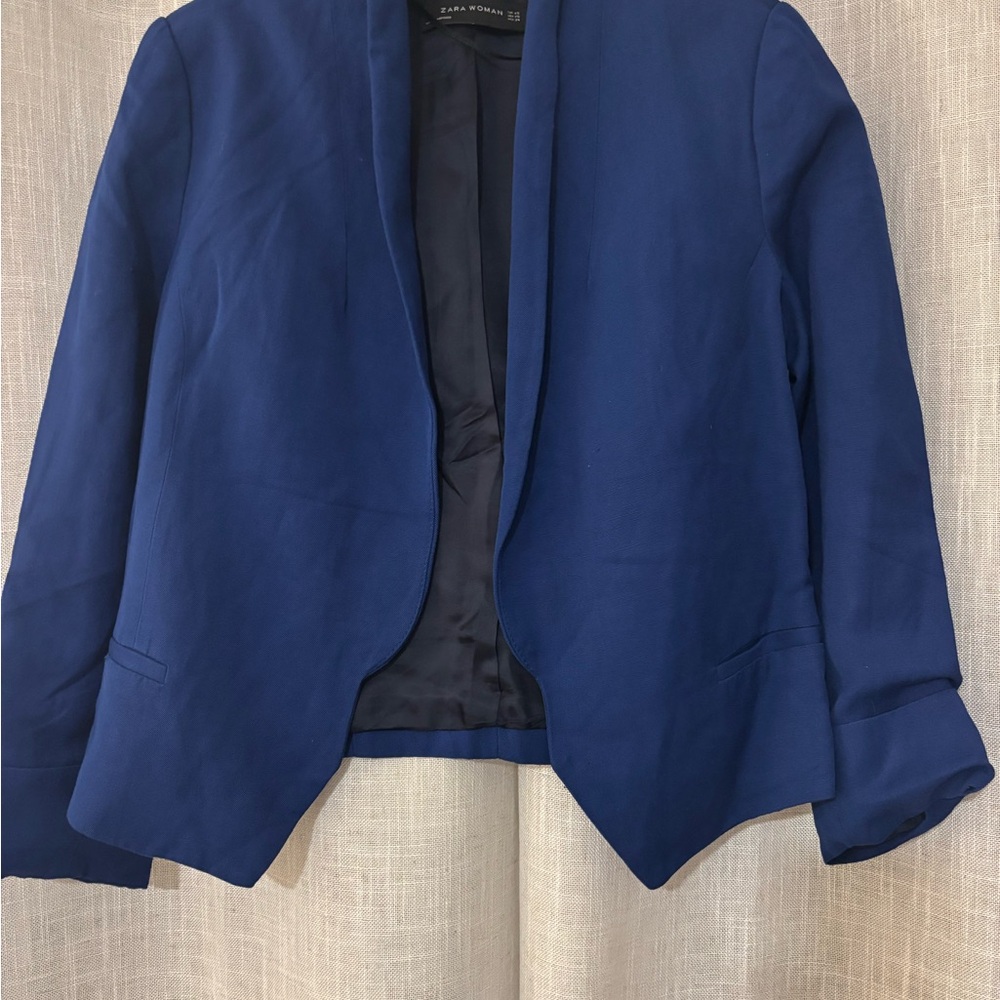 Zara Royal Blue Women's Linen Blazer